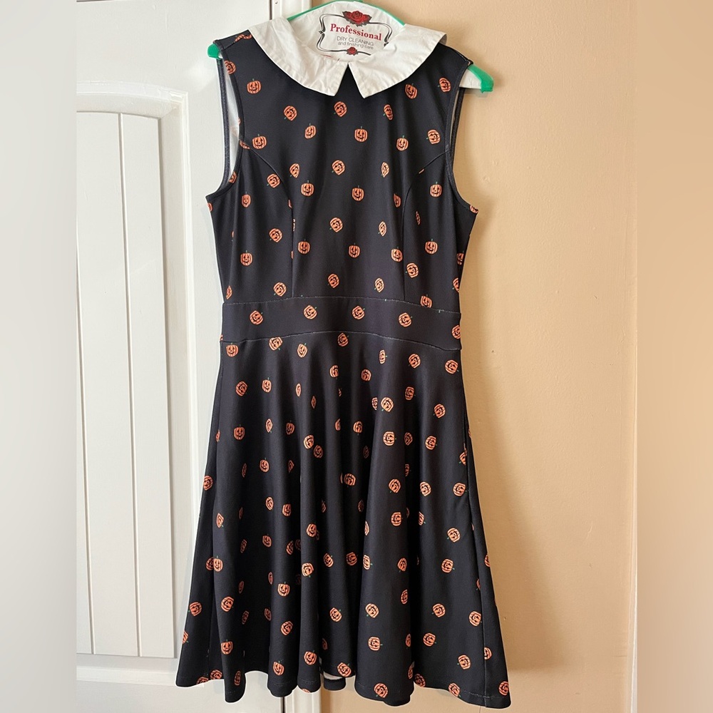 Unique Vintage Halloween Pumpkin Dress! Skater A line style black Medium